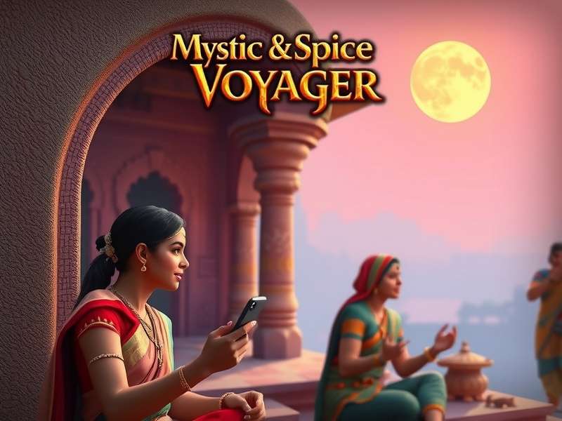 Mystic Spice Voyager game screenshot showing Indian landscapes and characters